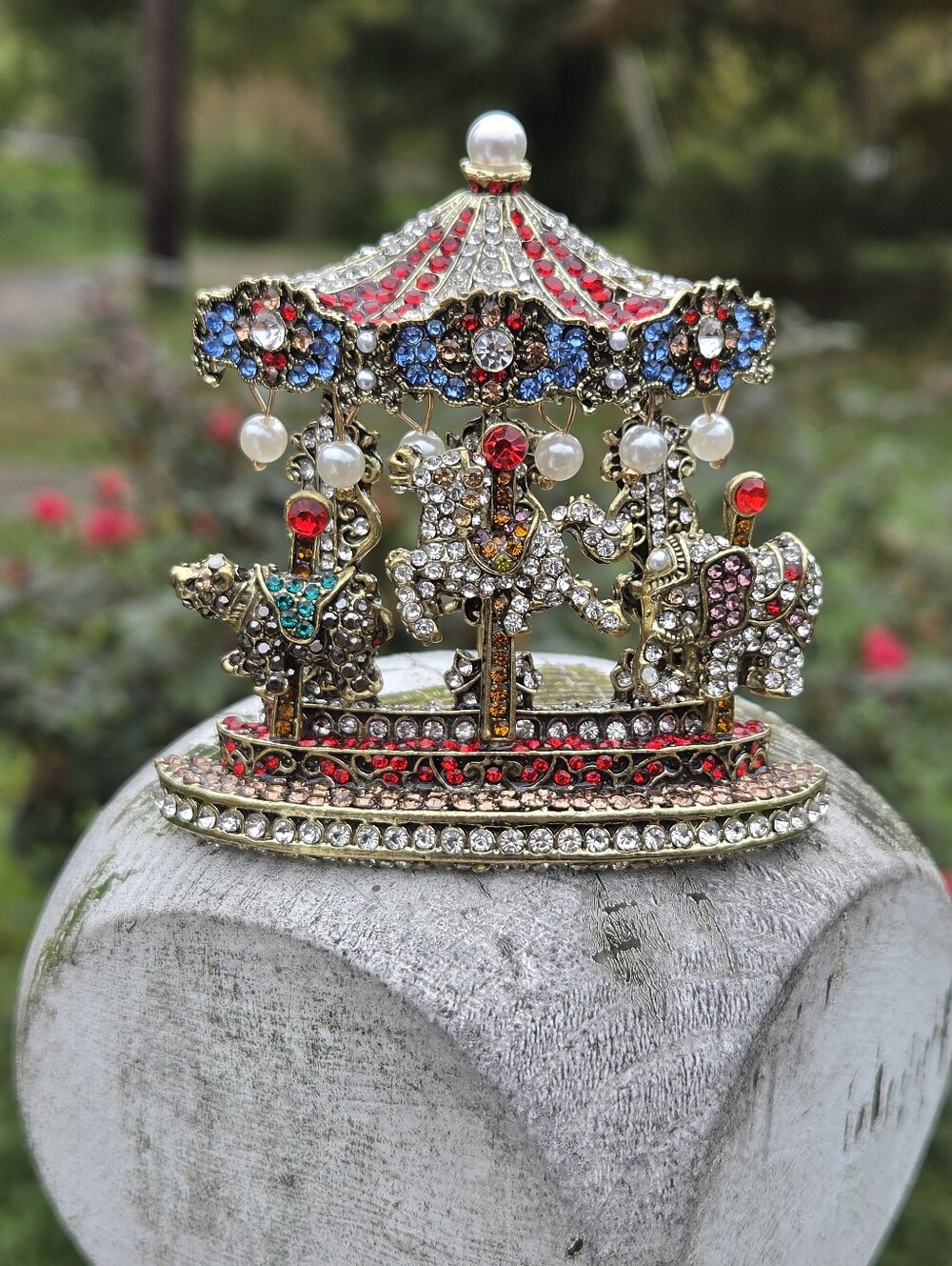 Statement Jeweled Carousel Brooch